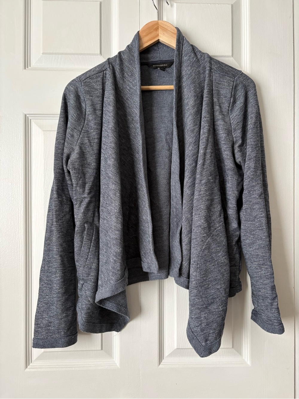 Banana Republic Heather Gray Draped Open-Front Cardigan